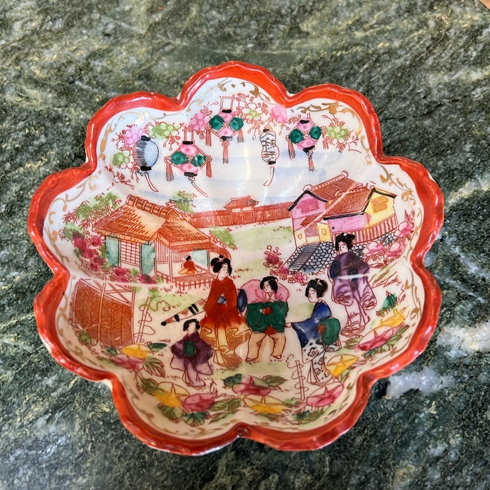 Hand Painted Asian Berry Bowl